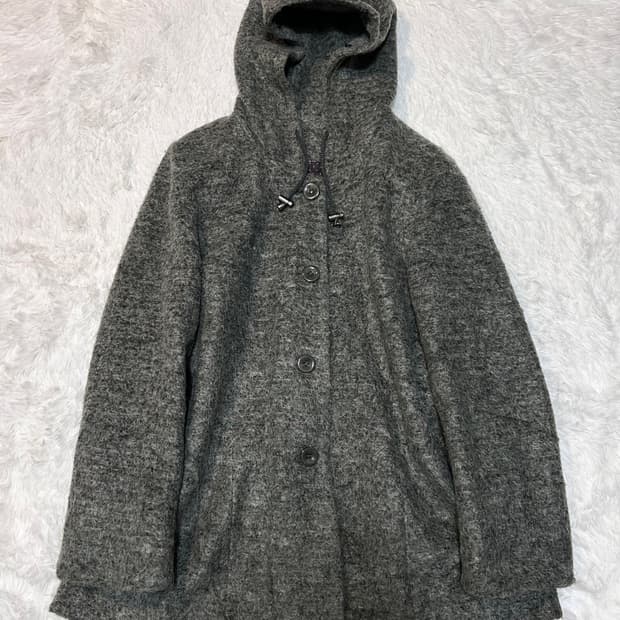 lovely hoodie wool button coat