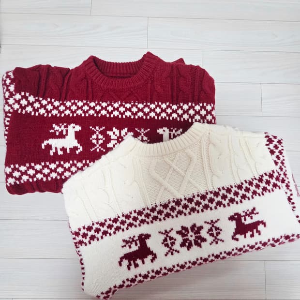 크리스마스 겨울 노르틱 니트 2컬러 ( 2벌세트)