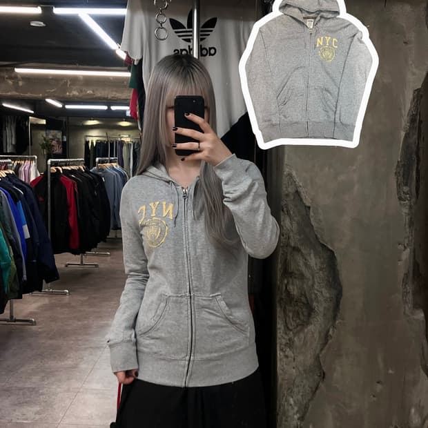 타미힐피거 데님 후드집업 그레이 M  #csz2802