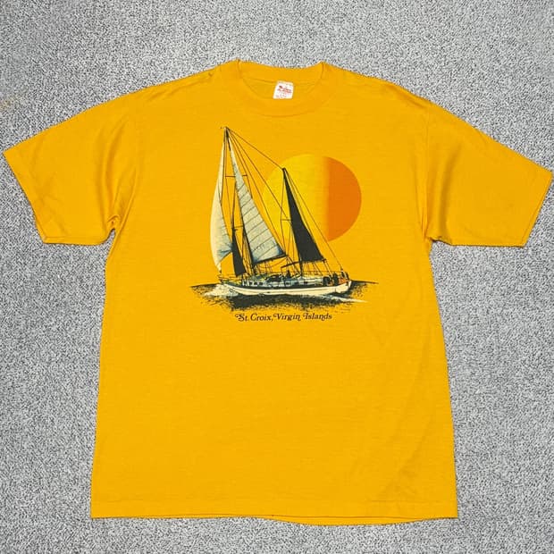 90s Vintage 버진 아일랜드 산타크루스 싱글스티치 티셔츠