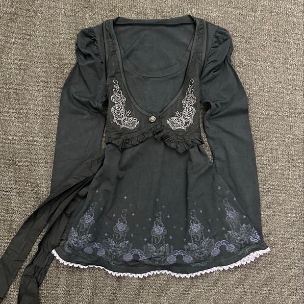 OS)Japanese vintage y2k 고딕 블랙 레이스 원피스
