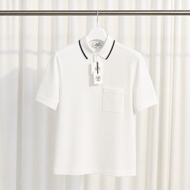 [새상품/L] 에르메스 코튼 포켓 카라 티셔츠