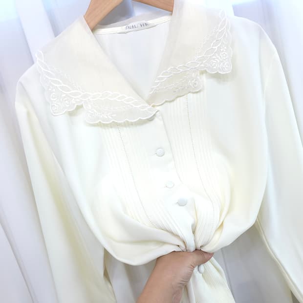 소녀감성 오간자 카라 블라우스