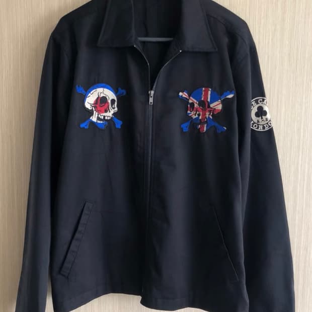 Vintage ACE CAFE 런던 스타일 스컬 모토 자켓
