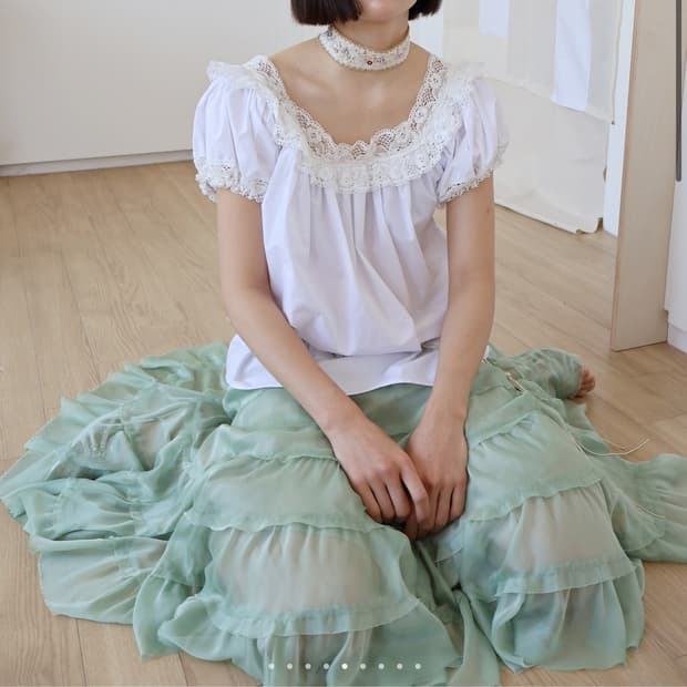 콜로신스 글로시 민트 스커트