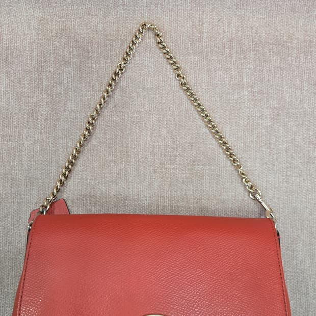 코치 크로스그레인 가죽 카디널 미니 루비 레드 백 숄더 크로스바디