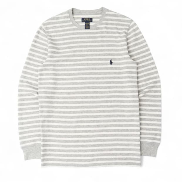 구해요) 폴로 랄프로렌 그레이 스트라이프 와플 롱슬리브 티셔츠