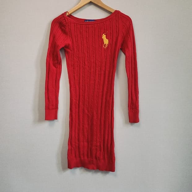 [L] 폴로 랄프로렌 레드 니트 롱 원피스