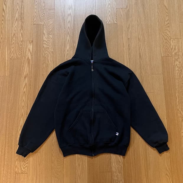 [L] 90s USA 빈티지 러셀 후드집업 블랙