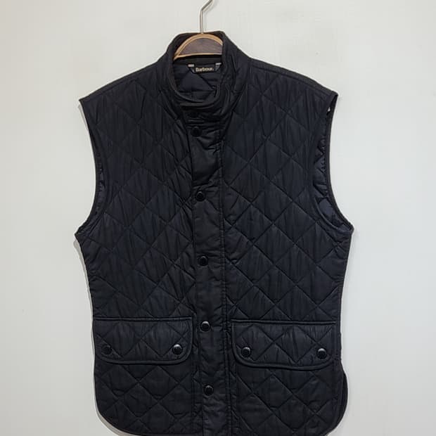 (S) 바버 퀼팅 조끼 블랙 누빔 집업 베스트 