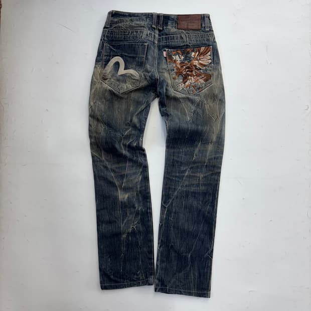 에비수(EVISU) 유니크 에디션 독수리 자수 데님