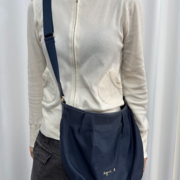 agnes b navy crossbag