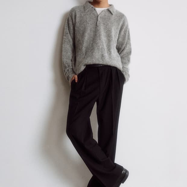 dustywhite 알파카 폴로 니트 M