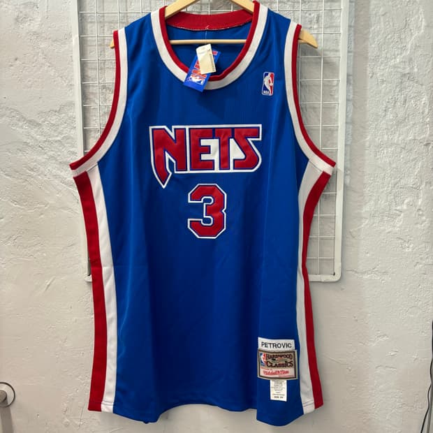 미첼&네스 NBA 뉴욕네츠 슬리브리스 유니폼 져지 2XL