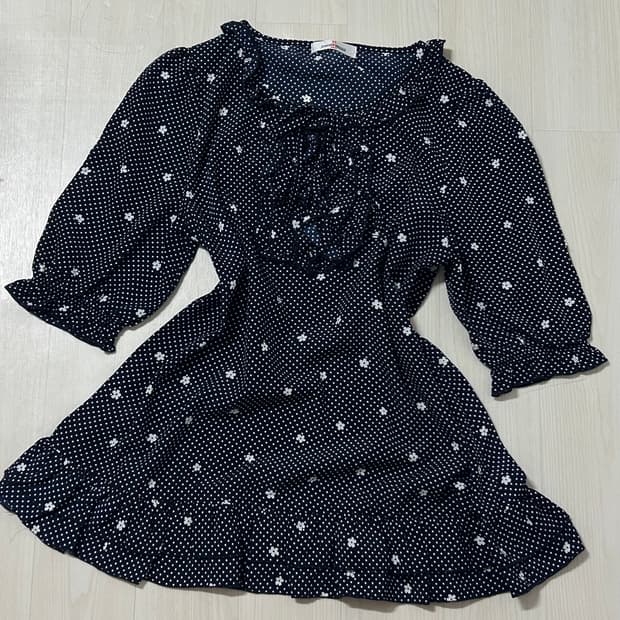 모리걸 도트 플라워 패턴 쉬폰 블라우스 