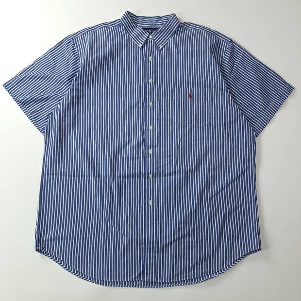 CA537 2XLT 폴로 90s 홍콩판 블루 스트라이프 반팔 셔츠 남방