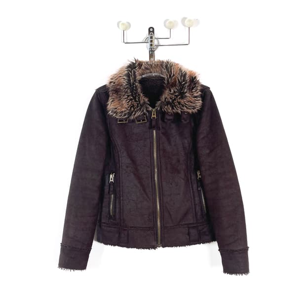 빈티지 폭스레더 퍼 트리밍 자켓