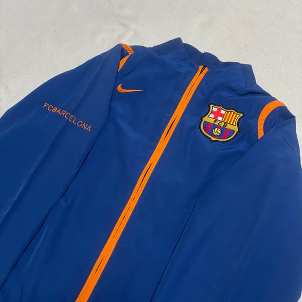 S 나이키 바르셀로나 오렌지 라인 블루 바람막이