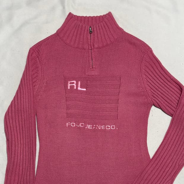 M 폴로랄프로렌 진스 컴퍼니 빅로고 반집업 니트