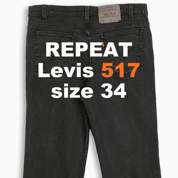 리바이스 517 오렌지탭 흑청 90s USA 34인치 OR51736218