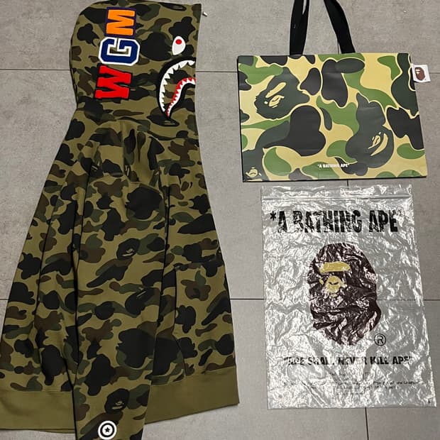 베이프 녹계 샤크 후드집업