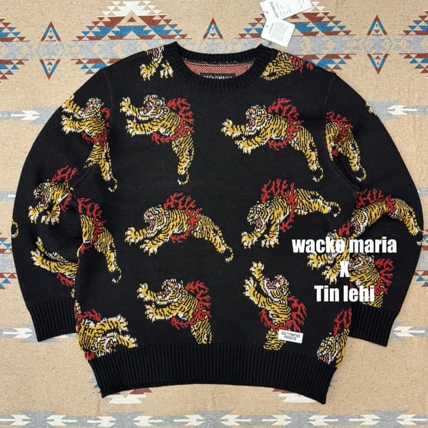 [M] 와코마리아 x 팀레히 자카드 울 니트 블랙 24FW