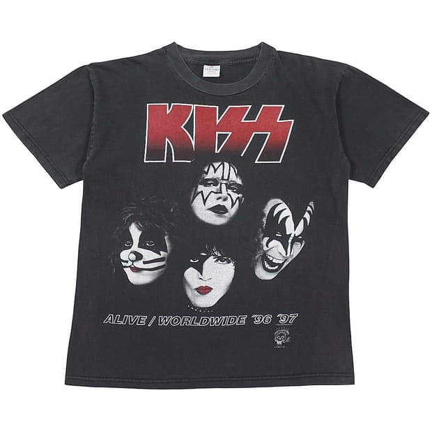 96/97 KISS 키스 얼라이브 월드와이드 투어 티셔츠 빈티지 락 밴드