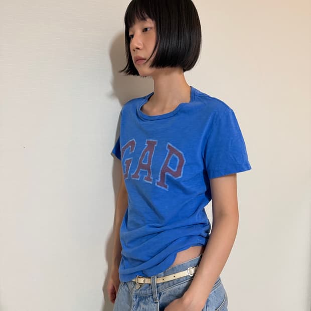 갭 빈티지 블루 로고 티셔츠