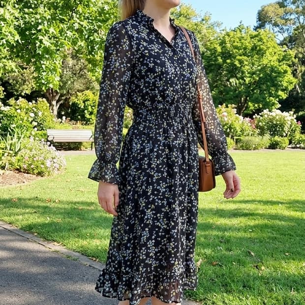 [FREE] 센스오브플레이스 어반리서치 플라워 셔링 롱 원피스