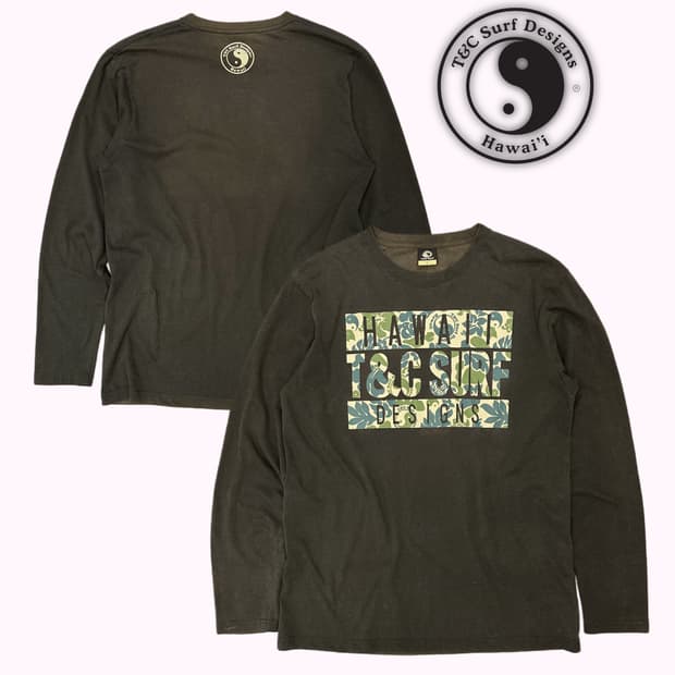T&G SURF DESIGN khaki logo fade t