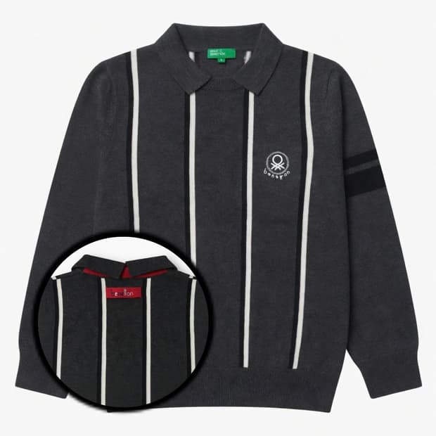[S] BENETTON 베네통 스트라이프 카라 니트