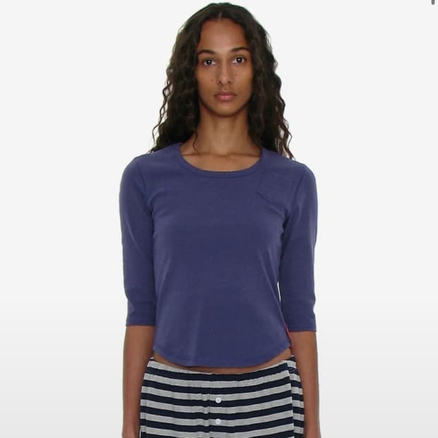 파르티멘토우먼 라운드넥 쓰리쿼터 슬리브 티 퍼플