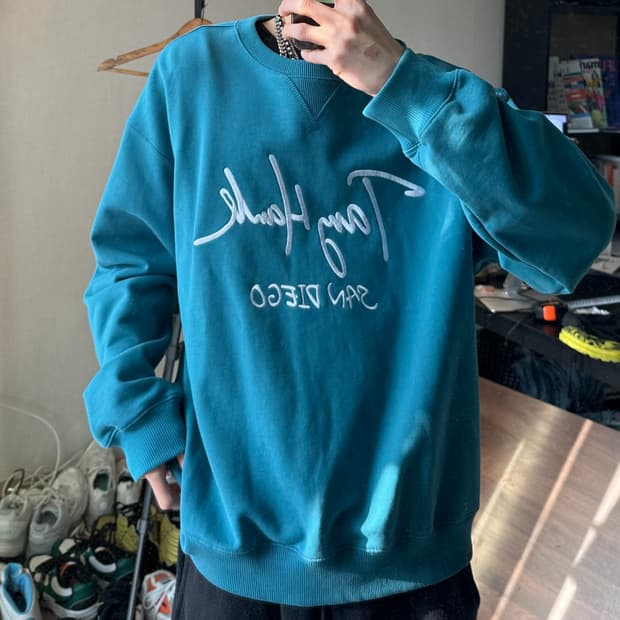 Tony hawk 로고 맨투맨 터쿼이즈