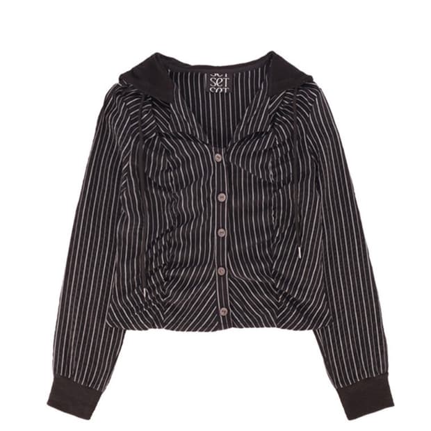 쎄쎄쎄 스트라이프 셔링 후드 