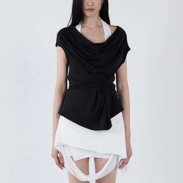 세릭 Button Round Sleeveless _ Black
