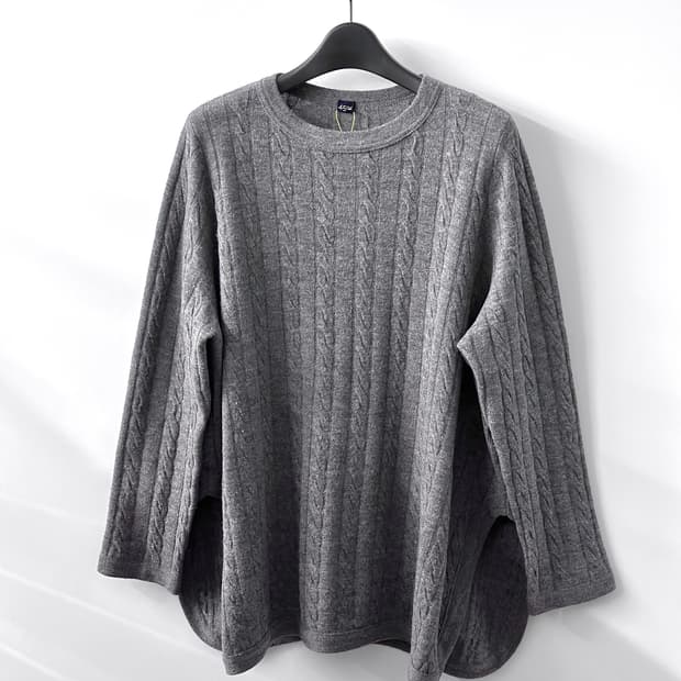 45rpm 울 케이블 니트 크루넥 스웨터