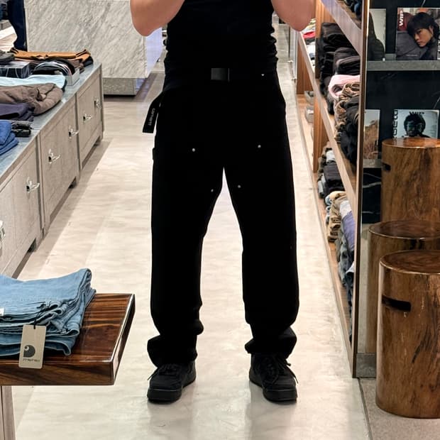 칼하트 wip 더블니 디어본 30 블랙 린스드