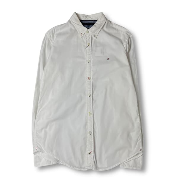 타미힐피거 화이트 미니로고 긴팔 셔츠 슬림핏 L