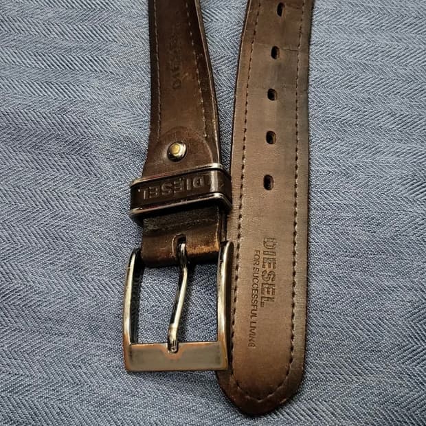 빈티지 디젤 브라운 레더 벨트