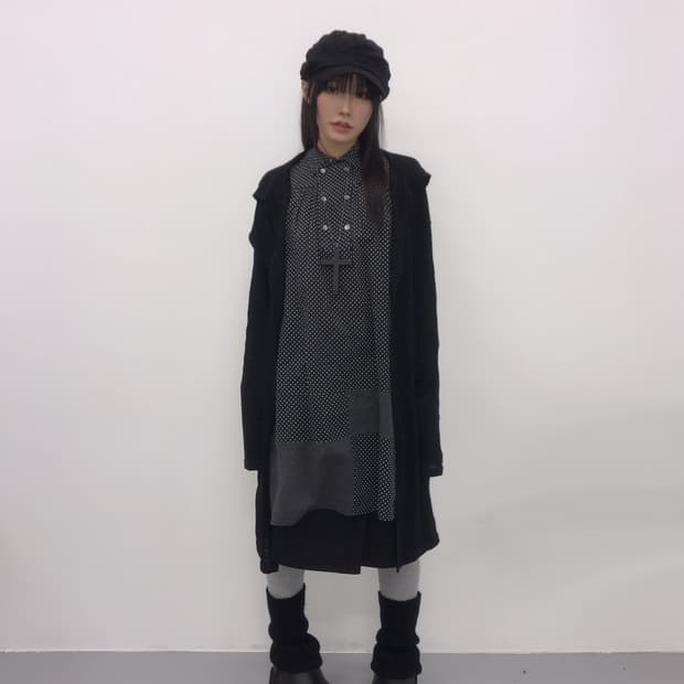 Jpn Black Hoodie Long Cardigans
