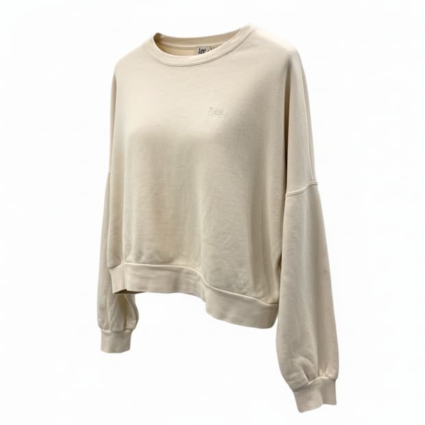 Lee 아이보리 자수 로고 크롭 맨투맨 1882