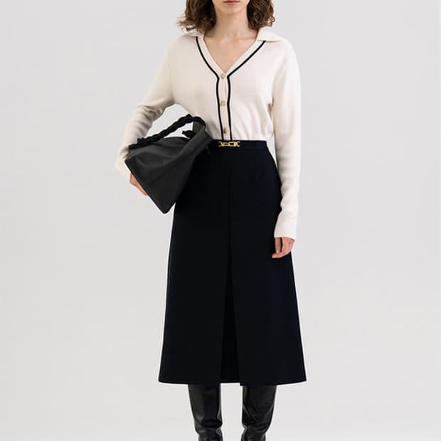 킨더살몬 A-line Skirt Dark Navy(2)