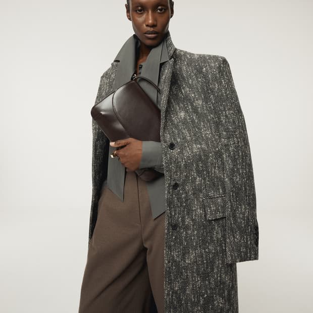 렉토 RECTO 슬리브 크리즈 헤링본 코트