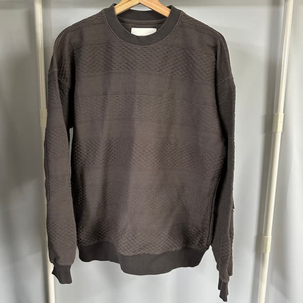 아워셀브스 22FW 코튼 위브 크루넥 니트 브라운