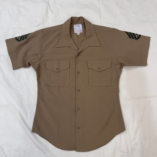 70s U.S.M.C. Military 카키 반팔 셔츠