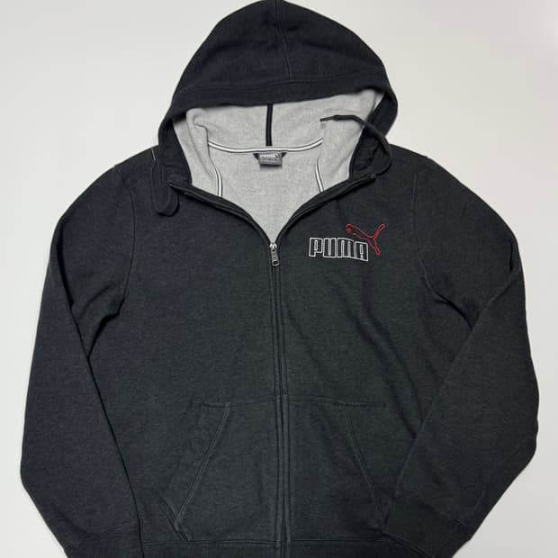 푸마 puma 트레이닝 빈티지 그레이 기모 후드집업 L