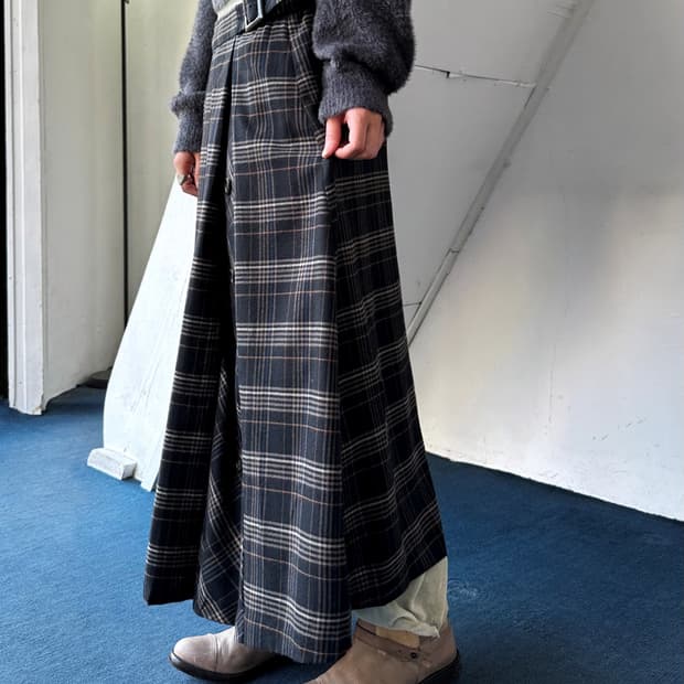 Felted fabric fake panel loose skirt