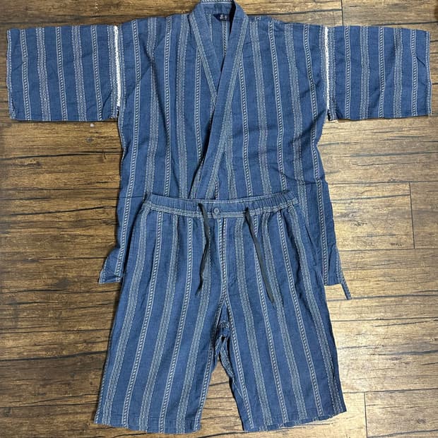일본 진베이(JINBEI) 면100% 스트라이프 상하세트 M-L