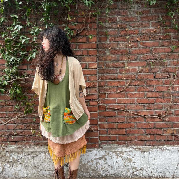 TITICACA 오트밀 면 볼레로 가디건