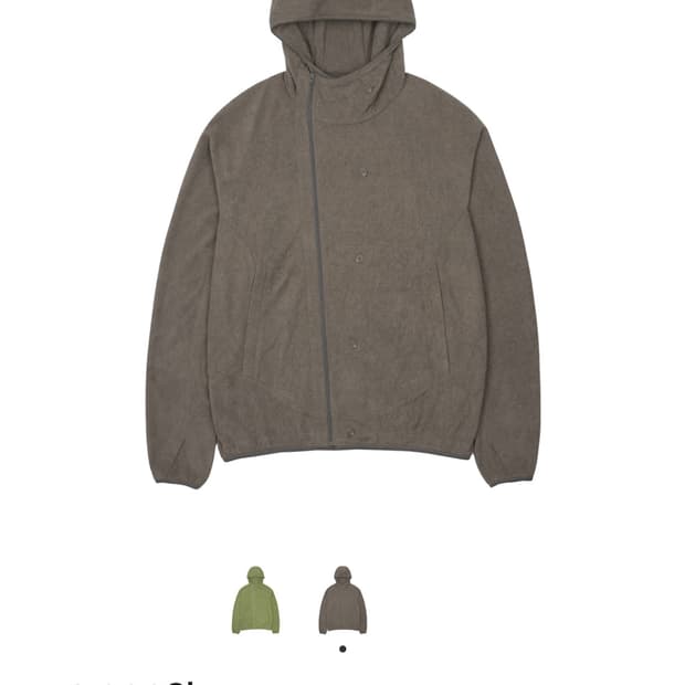 산산기어 버튼 플리스 후드 브라운